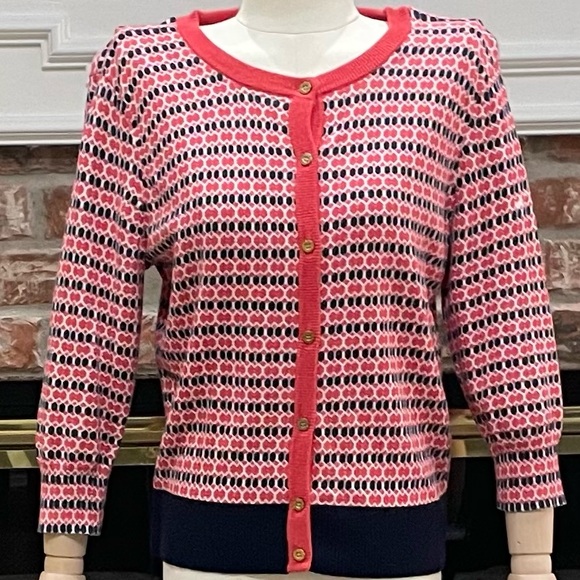 Ellen Tracy Sweaters - Ellen Tracy abstract patterned red and black cardigan / M / EUC
